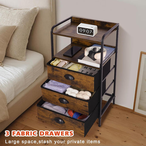 YEYSHAOM 3 -55LB Night Stand with Fabric Drawer and Sturdy Metal Frame, Modern Side Table Lightweight & Durable Load