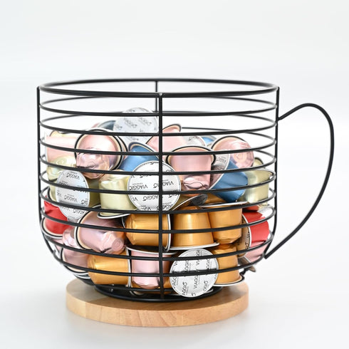 Extra-large K Cup Holders for Counter - Coffee Pod Storage Organizer, Large Capacity Black Wire Kup Storage