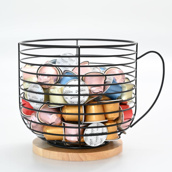Extra-large K Cup Holders for Counter - Coffee Pod Storage Organizer, Large Capacity Black Wire Kup Storage