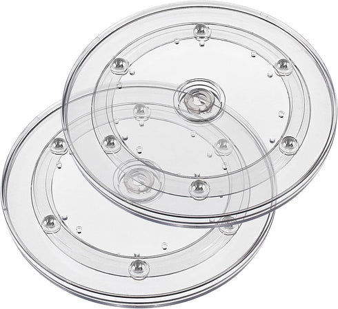 Jersvims 2Pcs 4 Inch Acrylic Turntable Platter, Transparent Round Rotating Organizer for Kitchen Pantry Cabinet
