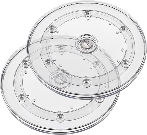 Jersvims 2Pcs 4 Inch Acrylic Turntable Platter, Transparent Round Rotating Organizer for Kitchen Pantry Cabinet