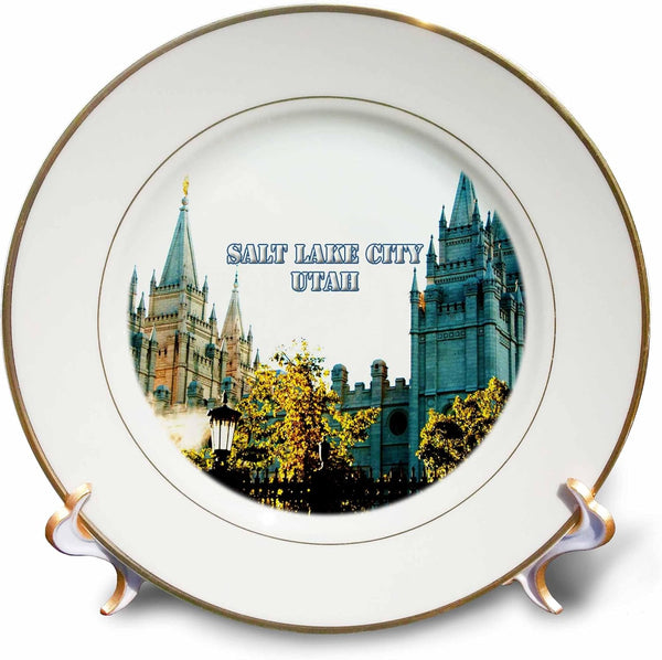 3D Rose The Salt Lake City LDS Temple Porcelain Plate, 8"