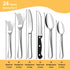 ENLOY 24 Pieces Silverware Set with Steak Knives, Stainless Steel Flatware Cutlery, Include Knife Fork Spoon, Mirror Polished, Dishwasher Safe, Service for 4 by ENLOY