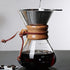 TOPINCN Double Layer Filter V Spout Wooden Sleeve Pour Over Coffee Maker 400ml Capacity, Clear Scale Glass Material