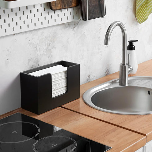 Countertop, Countertop Paper Towel Dispenser Wooden Bathroom Paper Towel Holder, Black Napkin Holder for Kitchen