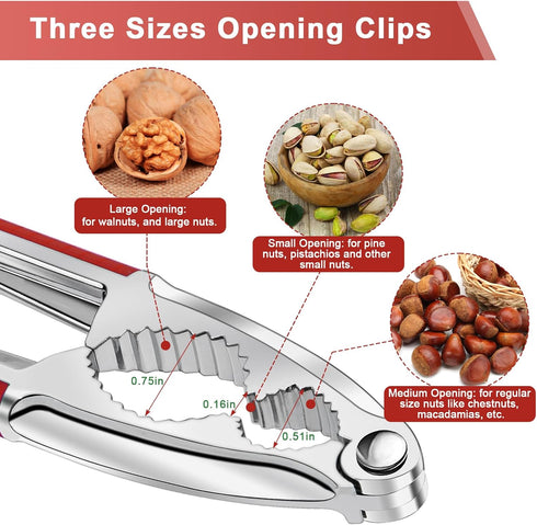 4 2 Pcs Walnut Cracker Tools, Windspeed Nut Crackers Three Opening Clips Nut Shell Openers Tools for Seafood Cracker