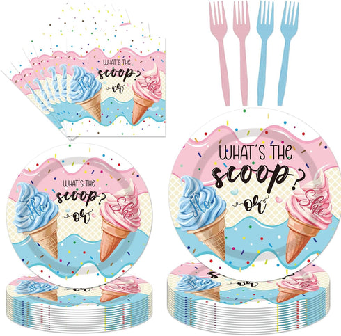 96PCS Whats The Scoop Plates and Napkins Party Supplies Whats The Scoop