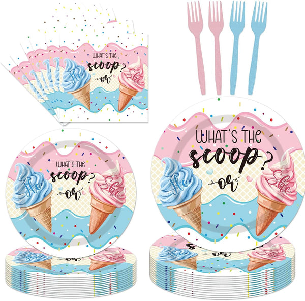 96PCS Whats The Scoop Plates and Napkins Party Supplies Whats The Scoop