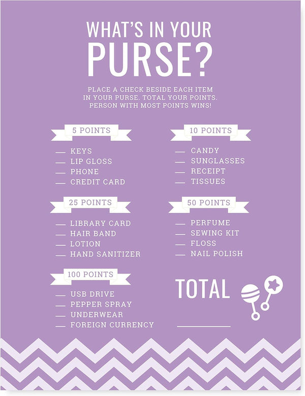 Andaz Press Lavender Chevron Girl Baby Shower Collection, 20-pack Games, Activities, Decorations