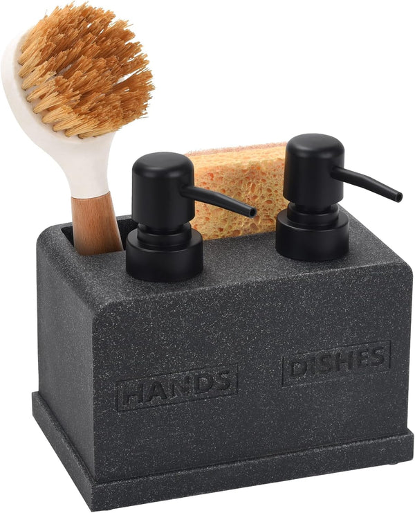 Kitchen Soap Dispenser Set,Hand and Dish Soap Dispenser,Sponge Caddy and Brush Holder