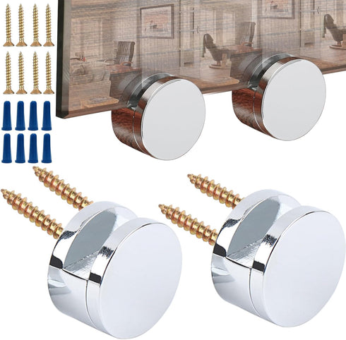 XJKJ Upgraded Twin Screw Fixing Mirror Mounting Kit, 4-Pack with Heavy Duty Screws and Anchors