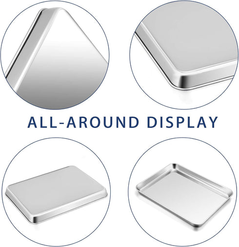 P&P CHEF Baking Sheet Pan Set of 2: Stainless Steel Baking Cookie Sheets Oven Tray, Rectangle 17.3” x 13”