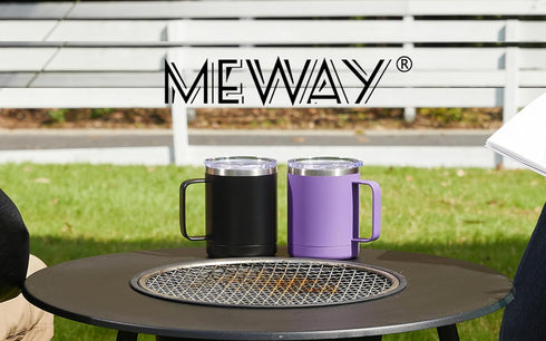 MEWAY 12oz Coffee Mug with Handle, Stainless Steel Insulated Travel Tumbler for Hot & Cold Drinks
