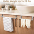 Over Cabinet Towel Bar with Hooks - 14 Inch Brushed Stainless Steel Rack for Bathroom & Kitchen