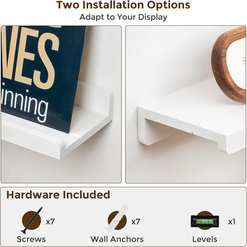 16 inch Set 3, Floating Shelves for Wall, Solid Wood Picture Ledge Shelf for Wall Storage, Nursery Book Shelves