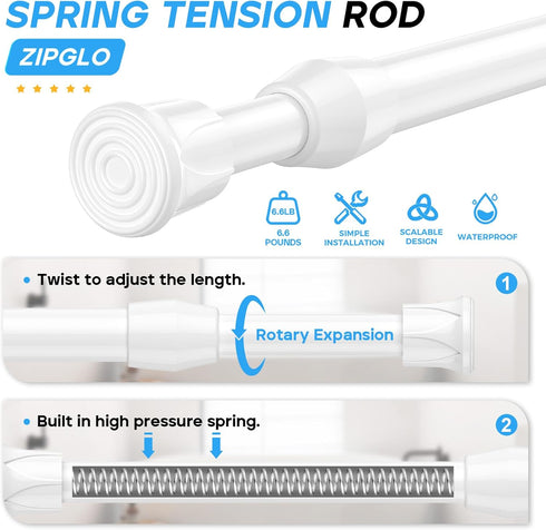 2 Pcs Spring Tension Rod, Adjustable 17-28 Inches, No Drilling Small Tension Rod for Windows and Lockers
