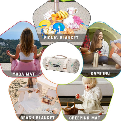 Picnic Outdoor Blankets Waterproof Extra Large - Beach Mat Sand Free Foldable with Carry Strap | Portable Camping