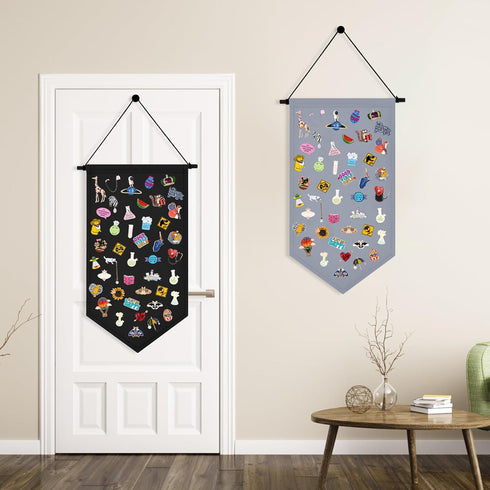 Kunyeah Wall Hanging Brooch Organizer Storage Case, Colorful Canvas Pin Board Stand for Enamel Pin Badge Display,