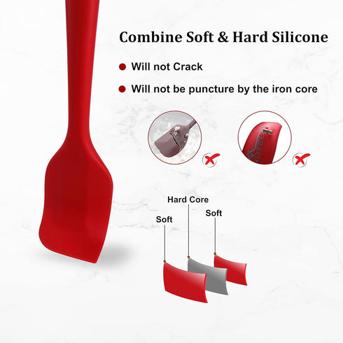Silicone Spatula Set, 4-Piece Rubber Cooking Utensil Set, Heat Resistant Seamless Turner Spatulas for Nonstick