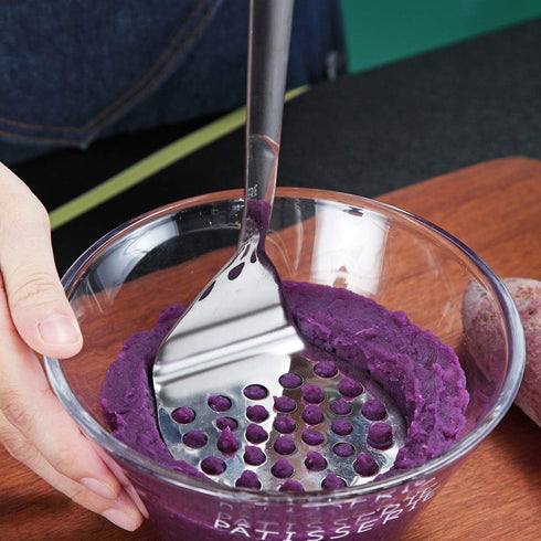 Stainless Steel Potato Masher - Berglander Heavy Duty Metal Food Masher Utensil for Vegetables and Fruits