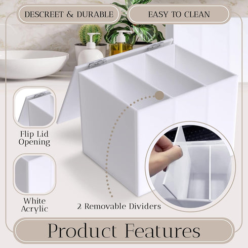 The Flow Box Co. The Flow Box Tampon and Sanitary Pad Organizer - Bathroom Organizer with Removable Dividers, Tampon