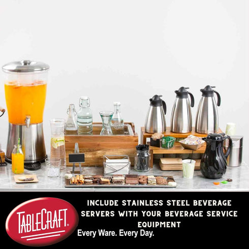 Tablecraft Stainless Steel Vacuum Coffee Carafe, 68 Ounce Thermal Insulated Dispenser for Hot and Cold Beverages