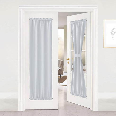 NICETOWN Greyish White Sidelight Door Panel | Room Darkening French Door Thermal Drapery, 25" x 72"