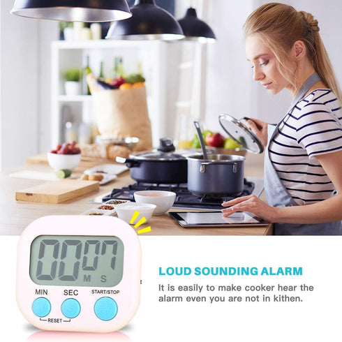 Digital Kitchen Timer for Teachers and Kids Cooking - Magnetic + ON/Off Switch + Count Up Countdown, Stopwatch Timer, 2