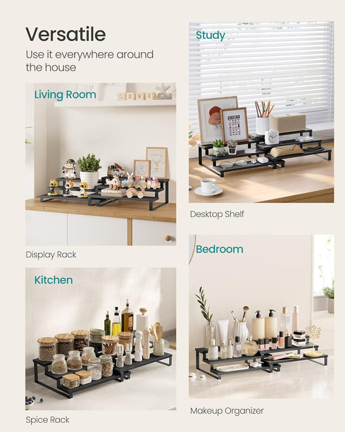 Set 2 3-Tier UKCS116B01 SONGMICS Display Risers, of Engineered Wood Perfume Organizer Stand, Cupcake Stand Holder