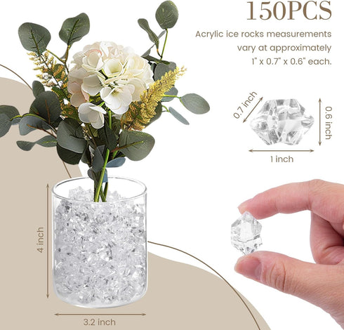 DomeStar Fake Ice, 150PCS Plastic Diamonds, Acrylic Rocks for Wedding Party Table Scatter