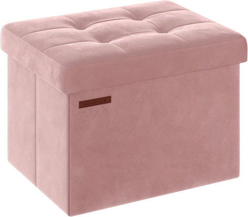 SONGMICS Storage Ottoman, Foldable Small Ottoman Foot Rest, 12.2 x 16.1 Inches
