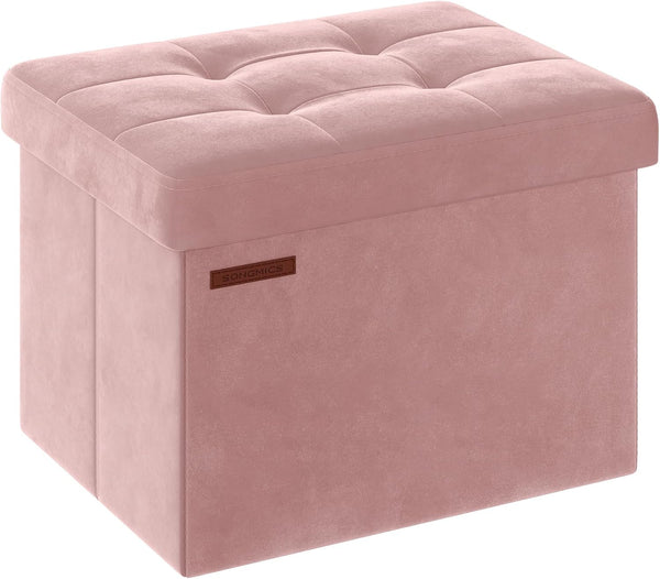 SONGMICS Storage Ottoman, Foldable Small Ottoman Foot Rest, 12.2 x 16.1 Inches