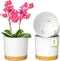 ZMTECH Plant Pots Set of 3, 8'' Self Watering Plastic Planter with Drainage Hole and Saucer for Indoor Outdoor