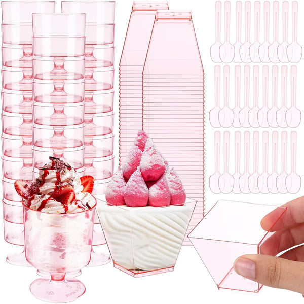 Funnymoom 300 Pack 2oz Mini Dessert Cups with Spoons Small Clear Plastic Dessert