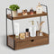 2-Tier Bathroom Organizer Countertop with Drawer, Wood Counter Organizer for Bathroom Decor,