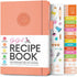 GoGirl Recipe Book – Blank Cookbook to Write In Your Own Recipes – A5, 58 Recipes Total - Peach Pink