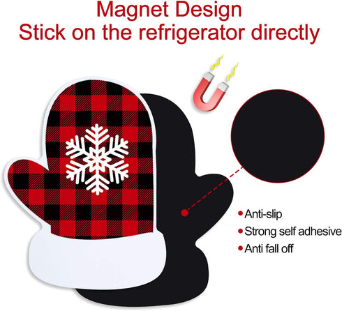 17Pcs Snowman Refrigerator Magnets, Christmas Decorations, Large Red Black Buffalo Plaid Fridge Magnet Stickers for