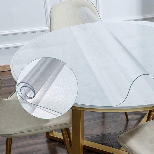 NECAUX 12 Inch Round Frosted Table Cover Protector, 1.5mm Thick Upgraded Version,