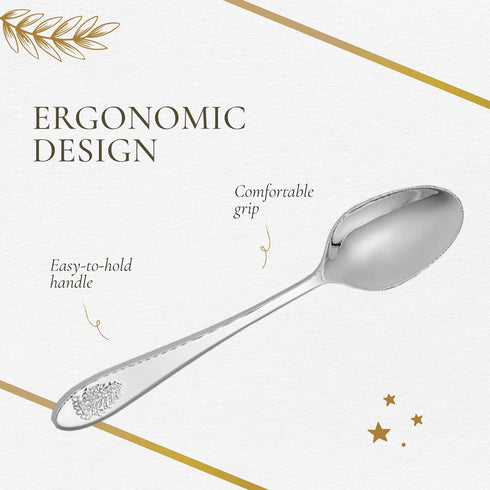 Spode Christmas Tree Cocktail Spoons | Christmas Dessert Spoons | Flatware Set for 6 | 18/10 Stainless Steel Utensil