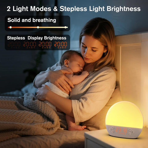 Dimmable 30 KEPLUG Wake Up Light Sunrise Alarm Clock,Digital Alarm Clocks Bedside Night Light,White Noise Sound Machine
