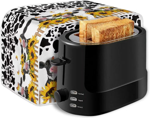 UNICEU Sunflower Farm Cow Animal 2 Slice Quilted Toaster Cover, Dustproof Kitchen Small Appliance Cover