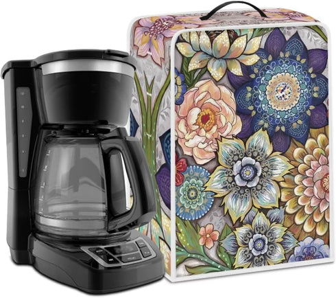 Boho Flower Coffee Machine Covers, Dust Stain Resistant Protector for Small Kitchen Appliance Coffee Makers, Home Decor