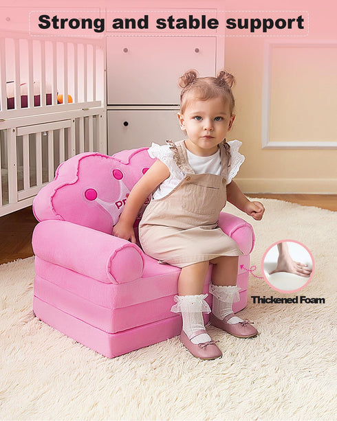 1-3, MOONBEEKI Kids Couch Fold Out, Foldable Princess Chair for Toddlers Kids Furniture for Playroom, Gift for Birthday