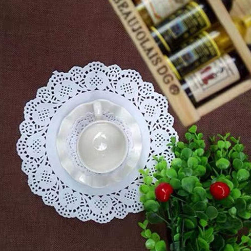 100 Pieces Paper Doilies, 6.5" Lace Round Decorative Placemats for Cake, Dessert, Wedding, Tableware Decoration