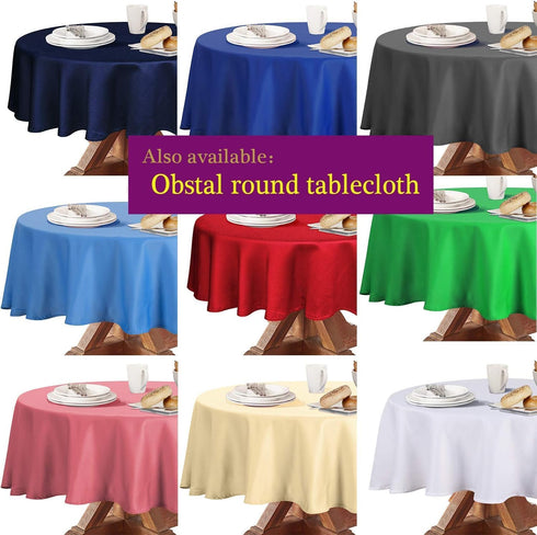 210GSM 108 Inch Obstal Round Table Cloth, Oil-Proof Spill-Proof and Water Resistance Microfiber Tablecloth, Decorative