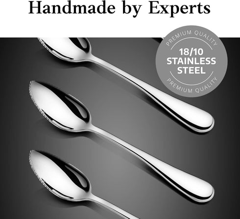 Artaste Rain Grapefruit Spoon Set of 6, 6.35-Inch, 18/10 Stainless Steel, Silver