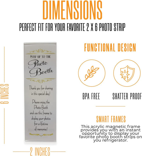 Photo Booth Nook 2x6 Magnetic Picture Frame (25 Count) - Crystal Clear Acrylic with Strong Magnet and Silver Inserts