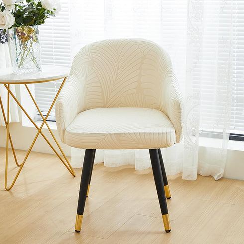 Curved Back Dining Chair Covers with Armrest, Stretch Accent Dining Room Chairs Covers Slipcovers with Arms, Office