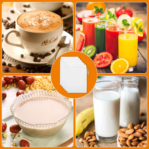 Guokoo 6PCS 200-Mesh 12 8 Inches Cheese Cloth Bag for Straining, x Nylon Nut Milk Bag, Reusable Food Grade Juicing Bags