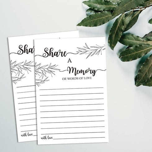 Share a Memory Card, Memorial Cards for Celebration of Life, Funeral Guest Book, 4x6 Inch, 50 Pack